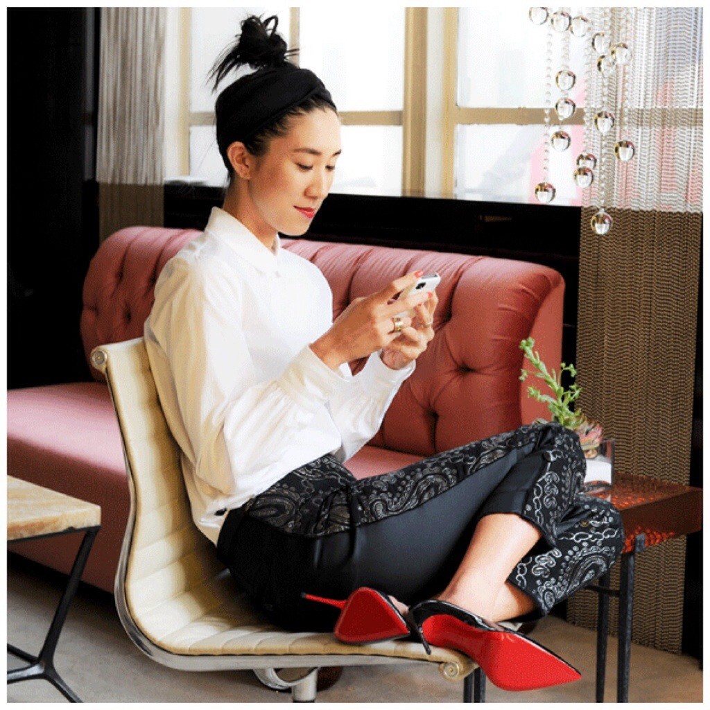 eva chen black pants look